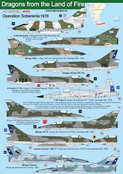 Decals Argentine Aircraft Operations 1978-1982 1/48