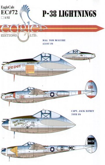 Eagle Cal D�calcomanies P-38J/L Lightning 1/32 Pudgy V Happy Jac