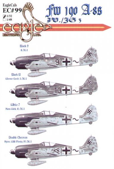 Eagle Cal 1/32 D�cals Fw-190A-8/R IV./JG 3 Udet
