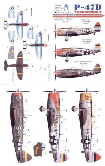 Eagle Cal 1/48 D�cals P-47D Thunderbolt Pt.1 - 3 options
