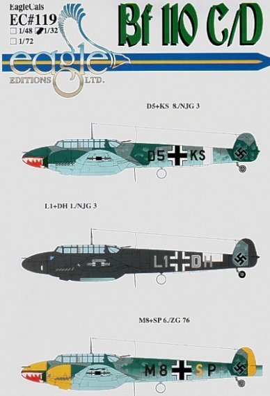 Eagle Cal 1/48 Messerschmitt Bf-110C/D D�cals Partie 3
