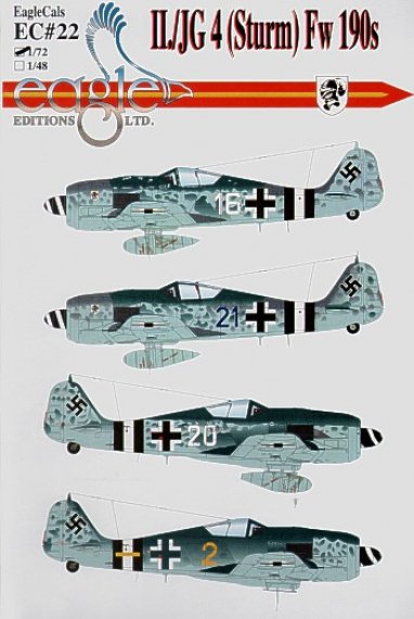D�calcomanies 1/72 Fw-190A-8/RS JG 4 Sturm Eagle Cal