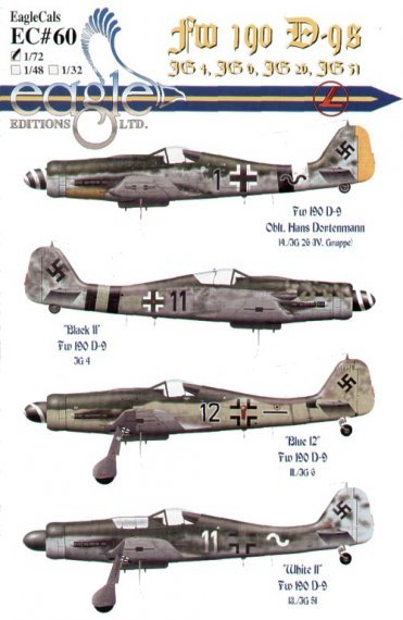 Eagle Cal D�calcomanies Fw-190D-9 1/72 JG 26/4/6/51