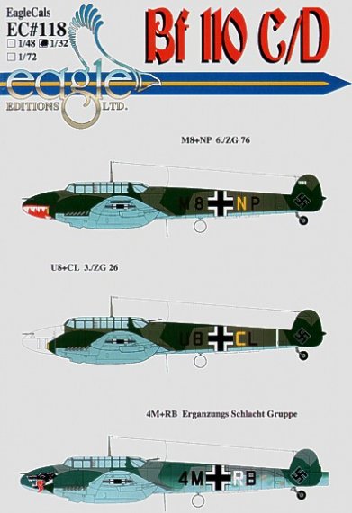 Eagle Cal D�cals 1/72 Messerschmitt Bf-110C/D Part 2