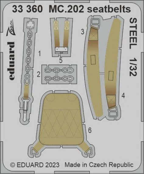 1/32 MC.202 seatbelts STEEL for Italeri