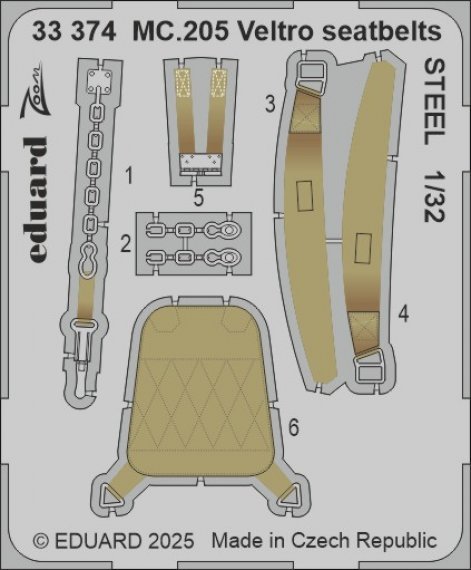 1/32 MC.205 Veltro seatbelts STEEL for Italeri