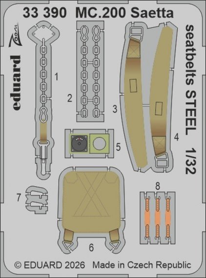 Eduard Sicherheitsgurte Stahl MC.200 Saetta 1/32 Italeri
