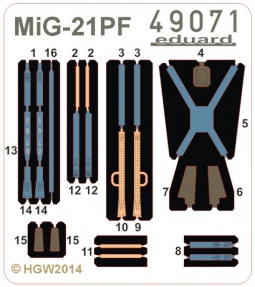 SET MiG-21PF seatbelts FABRIC (EDU)