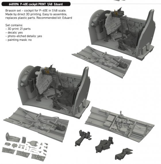 Brassin 1/48 P-40E cockpit for Eduard