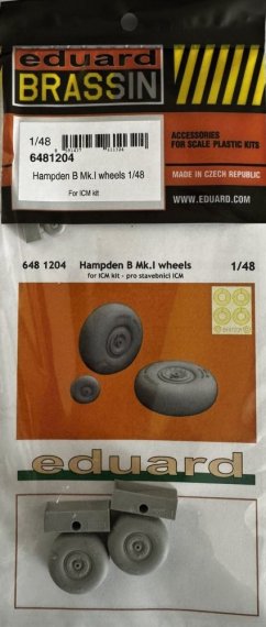 Eduard Brassin Hampden B Mk.I Wheels 1/48 for ICM