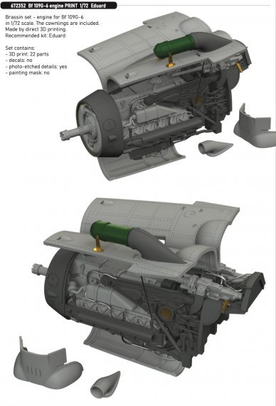 Brassin 1/72 Bf 109G-6 engine for Eduard