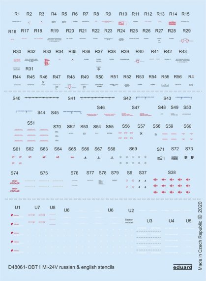 Decals 1/48 Mi-24V stencils Russian & English