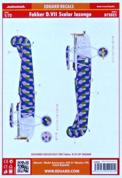 Decals 1/72 Fokker D.VII 5 color lozenge