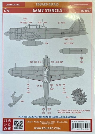 1/72 Decals A6M2 stencils