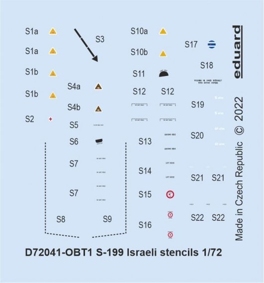 1/72 Decals S-199 Israeli stencils