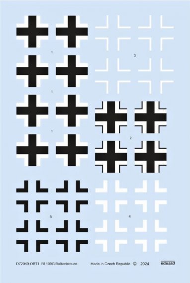 1/72 Decal Bf 109G Balkenkreuze for Eduard