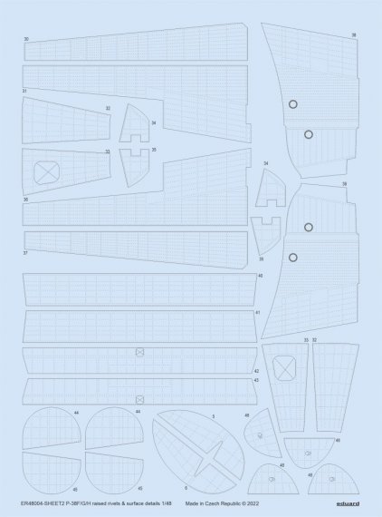 1/48 P-38F/G/H raised rivets & surface details decal