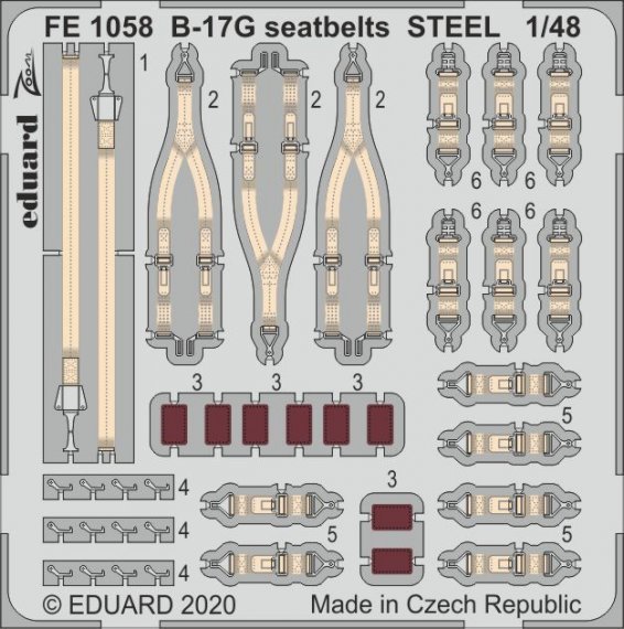 1/48 B-17G seatbelts STEEL