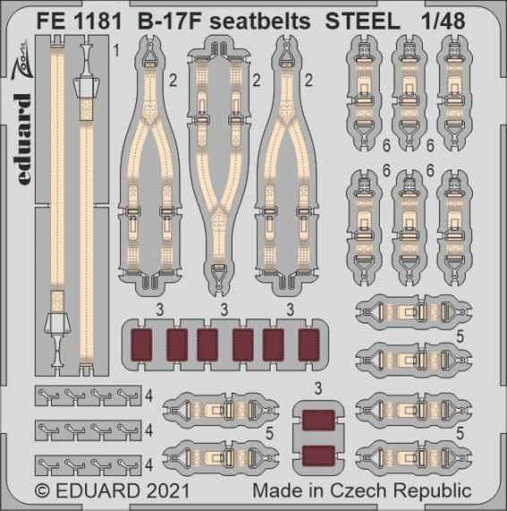 1/48 B-17F seatbelts STEEL