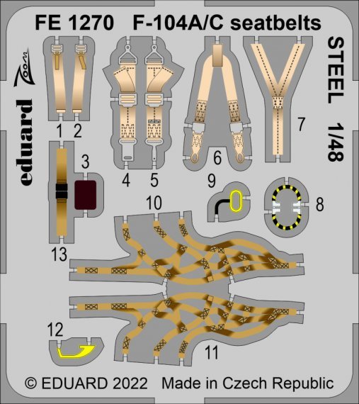 1/48 F-104A/C seatbelts STEEL
