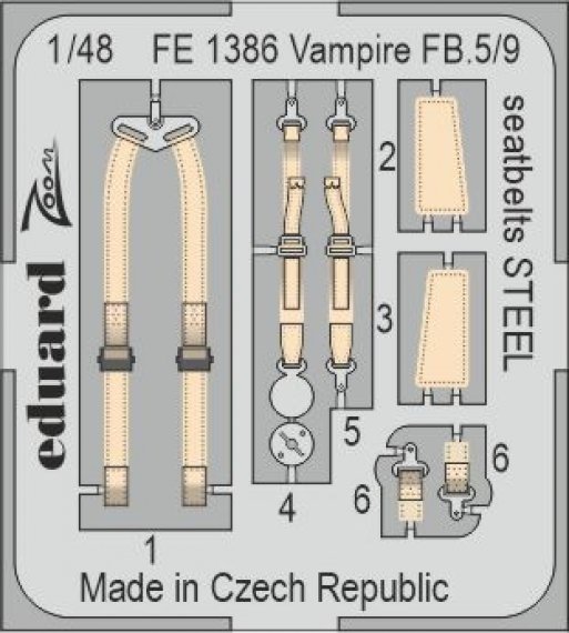 1/48 Vampire FB.5/9 seatbelts STEEL for Airfix
