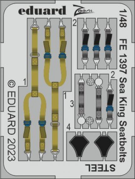 1/48 Sea King seatbelts STEEL for Airfix