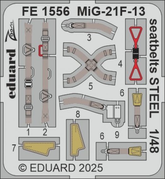 1/48 MiG-21F-13 seatbelts STEEL for Eduard