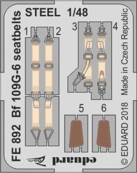 1/48 Bf 109G-6 seatbelts STEEL