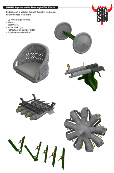 BIGSIN 1/48 Sopwith Camel Le Rhone engine