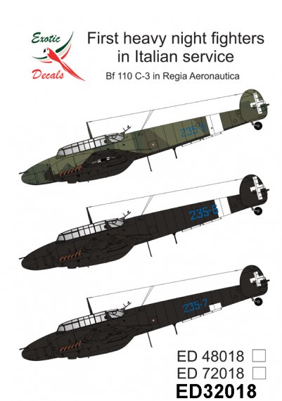 Exotic D�calcomanies Bf-110C-3 Regia Aeronautica 1/32