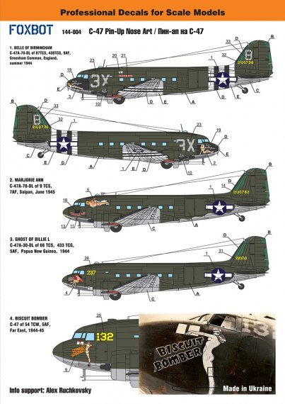 1/144 Douglas C-47 Skytrain/Dakota Pin-Up Nose Art and Stencils