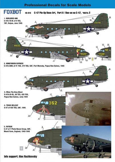 1/48 Douglas C-47 Skytrain/Dakota Pin-Up Nose Art and Stencils