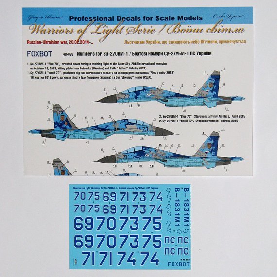 1/48 Numbers for Sukhoi Su-27UBM, Ukranian Air Forces, digital
