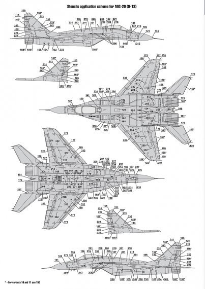 1/72 Stencils for Mikoyan MiG-29 9-12, 9-13, 9-51