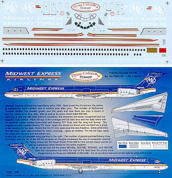 Flying Colors MD-80 Midwest Express Registrations 1/144