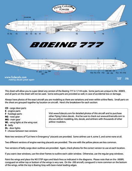 1/144 Boeing 777 Detail Sheet