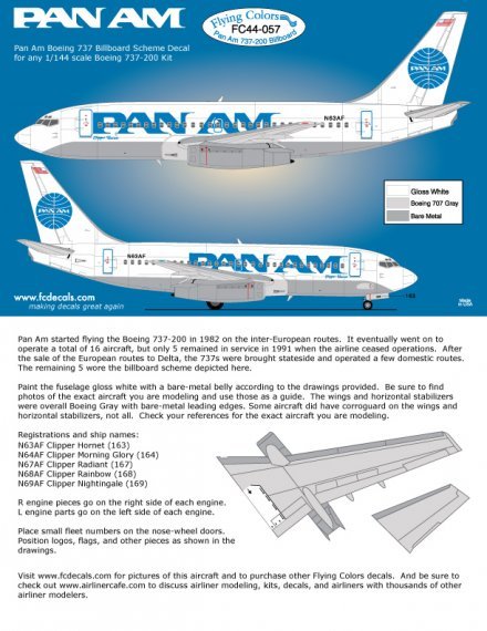 1/144 Pan Am Boeing 737 Billboard Scheme