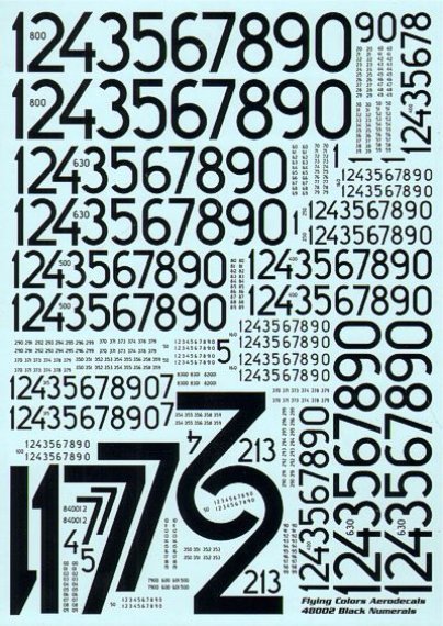 1/48 'modern' black numerals as used by the Swedish Air Force