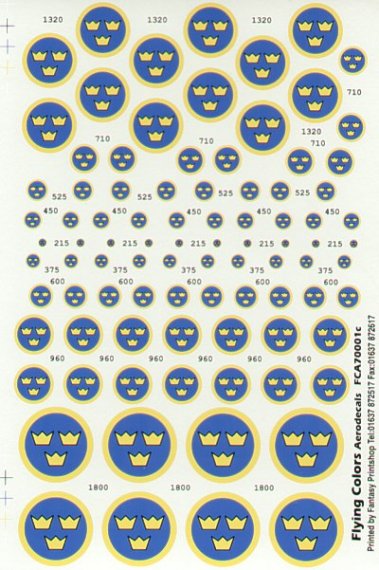 Flying Colors Aero Insignes Nationaux Su�dois Modernes 1/72