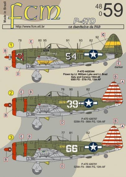 1/48 Republic P-47D Thunderbolt os desviados da Feb na Itilia