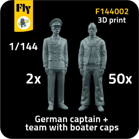 1/144 2x Captain & 50x Sailors with boater caps