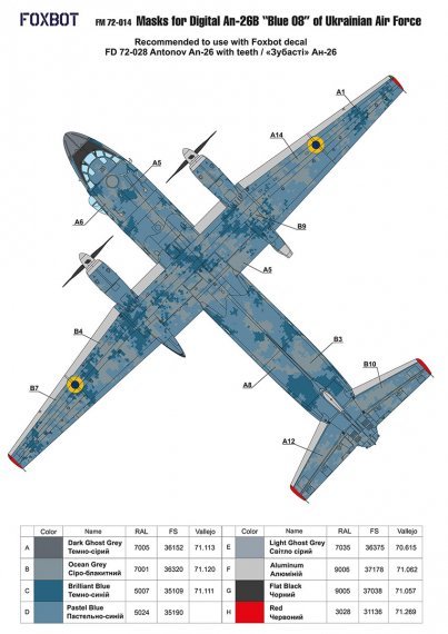 1/72 Masks for Antonov An-26, Ukranian Air Forces, digital camo