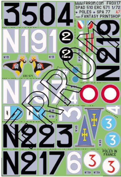 Azur Spad 510 Decals 1/72 Format A7