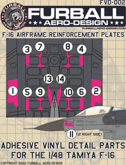 1/48 F-16 Reinforcement Plates replicates the airframe structura