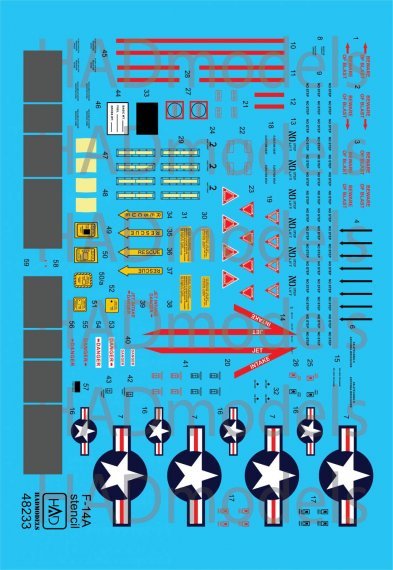 1/48 Grumman F-14A Tomcat high Visibility stencil set