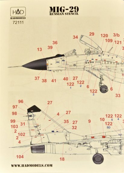 1/72 Decal MiG-29 Russian stencils