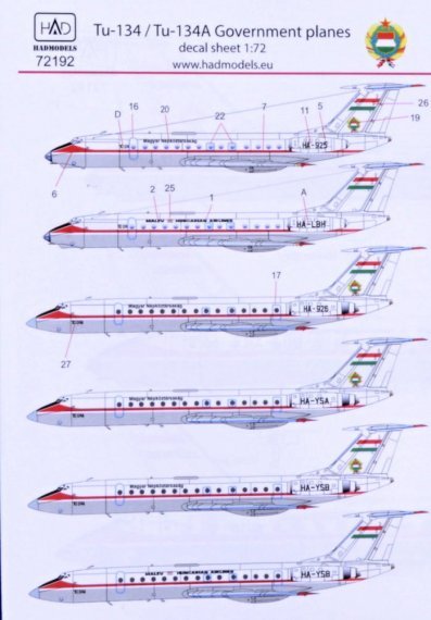 1/72 Tupolev Tu-134A Kormanygep/government