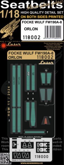 1/18 Focke-Wulf Fw-190A-8 Orlon seatbelts