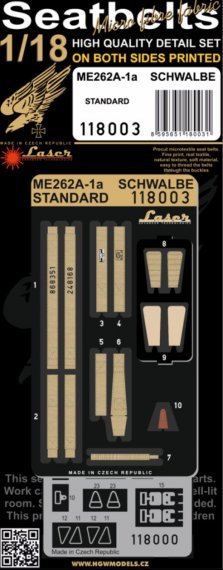 1/18 Messerschmitt Me-262A-1a seatbelts