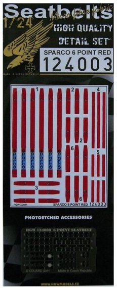 1/24 Seatbelts SPARCO 6 Point RED